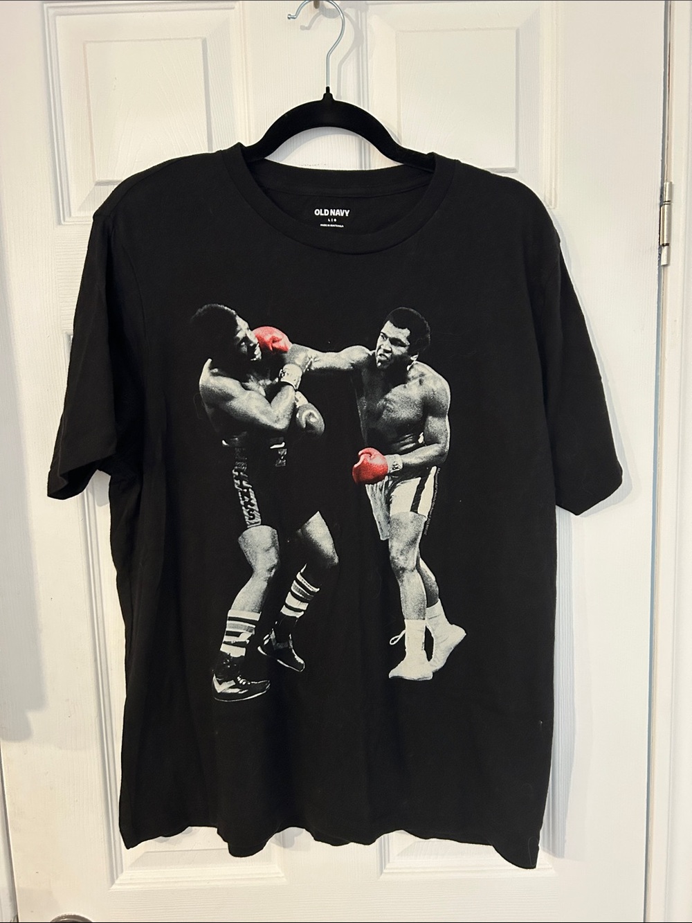 3/$20 Old Navy Black Boxing Graphic Tee with Red Glove Accents